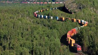 Mountains forest trains wallpaper