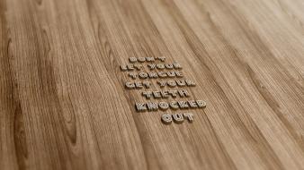 Typography font teeth wood texture wallpaper