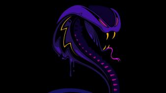 Vector snakes artwork fangs black background wallpaper