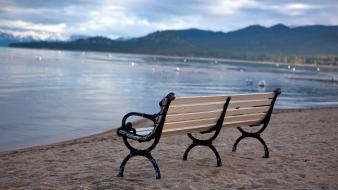 Water beach bench wallpaper