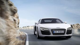 Audi front roads sports white r8 v10 wallpaper