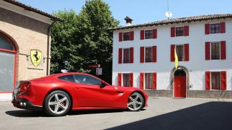 Cars ferrari buildings logos red sports f12 berlinetta wallpaper