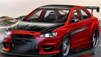 Cars tuning mitsubishi lancer evolution 3d x wallpaper