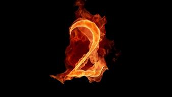 Flames black figure fire typography numbers alphajet two wallpaper