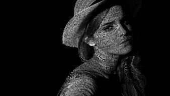 Hermione granger literature black background typographic portrait wallpaper