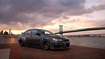 Lancer evolution x tuned black stance sea wallpaper