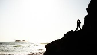Landscapes love beach people lovers sillhouette pictorial wallpaper