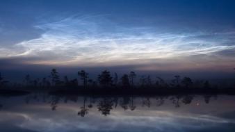 Landscapes nature dawn forest lakes skyscapes view wallpaper