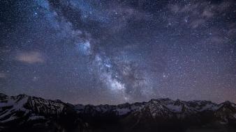 Mountains nature outer space night stars skyscapes wallpaper