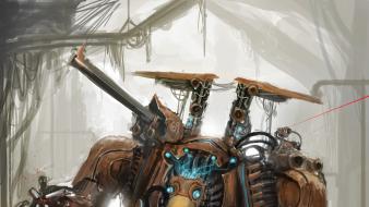 Paintings robots digital art science fiction airbrushed wallpaper