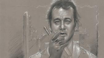 White 1984 ghostbusters bill murray monochrome artwork wallpaper