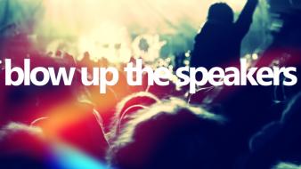 Music multicolor speakers typography crowd bokeh concert wallpaper