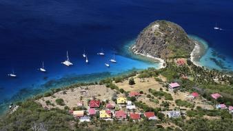 Ocean beach hills france boats cities view wallpaper