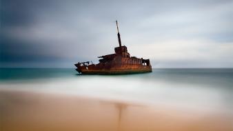 Ocean ships artwork long exposure sea wallpaper