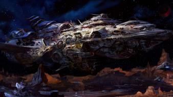 Outer space futuristic spaceships artwork wallpaper