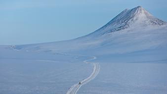 Russia minimalistic mountains roads snow wallpaper