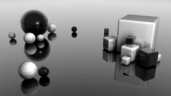 Black white cubes spheres wallpaper