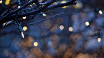 Bokeh christmas lights branches wallpaper