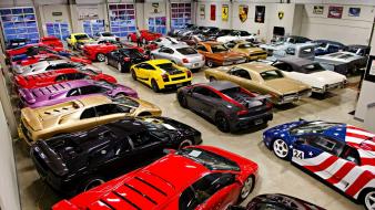 Ford mustang diablo gallardo aston martin garage wallpaper
