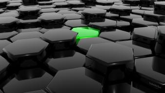 Green dark hexagons wallpaper