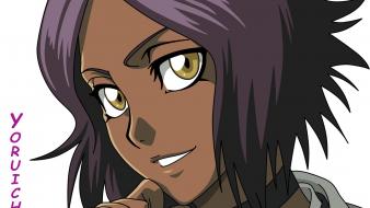 Hair yellow eyes shihouin yoruichi white background wallpaper