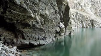 Landscapes rocks greenland olaf otto becker sea wallpaper