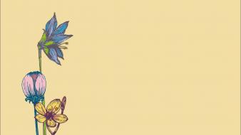 Minimalistic flowers drawings three wallpaper