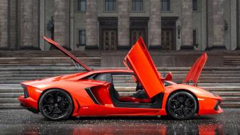Red cars lamborghini scape aventador wallpaper