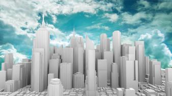 Cityscapes mangotangofox rendered city skyline 3d wallpaper