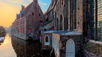 Clouds houses europe belgium rivers cities bruges wallpaper