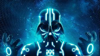 Darth vader tron science fiction neon wallpaper