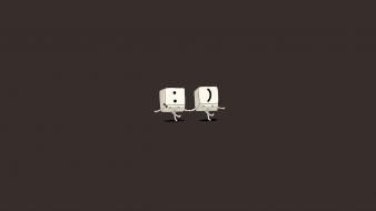 Minimalistic happy humor funny brown background wallpaper