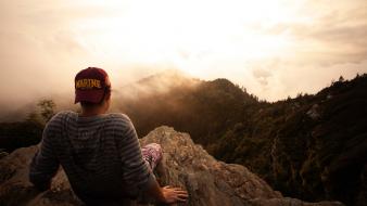 Mountains landscapes nature forest men people cracks skies