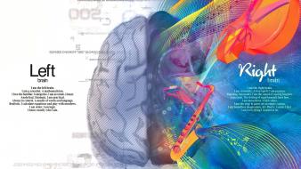 Abstract minimalistic multicolor text brain logic creativity left wallpaper