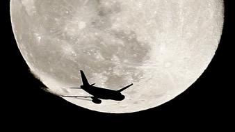 Aircraft moon wallpaper