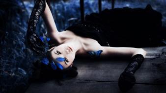 Brunettes women dress pale skin wallpaper