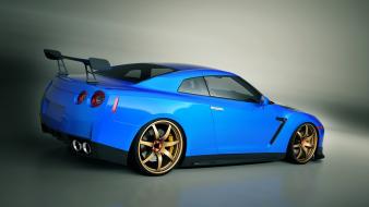 Cars tuning tuned blue nissan skyline gt-r spoiler wallpaper