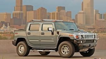 Cityscapes trucks skyscrapers vehicles hummer wallpaper
