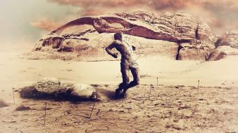 Desert men drawings arrows wallpaper