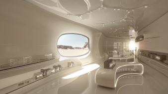 Futuristic room white holographic wallpaper