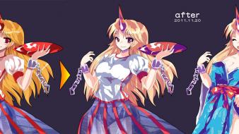 Horns long hair hoshiguma yuugi japanese clothes wallpaper