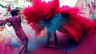 Multicolor paint festival skateboards holi wallpaper