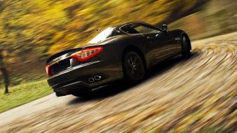 Nature cars maserati black grancabrio wallpaper