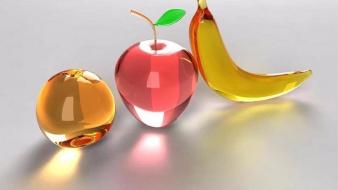 Orange fruits design metallic bananas apples hexagon wallpaper