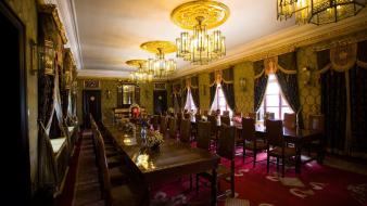 Room tables interior chairs dinner chandelier designs wallpaper