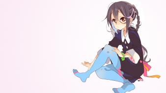 Simple background anime girls white black hair wallpaper