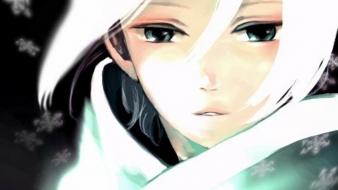 Snowflakes white hair grey eyes wallpaper