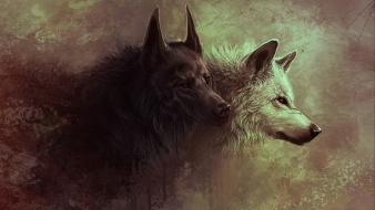 Animals grunge red eyes artwork wolves wallpaper