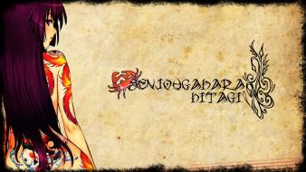 Bakemonogatari purple hair senjougahara hitagi eyes monogatari series wallpaper