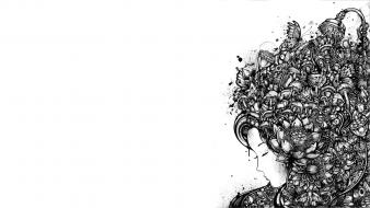 Black and white ink artwork wallpaper